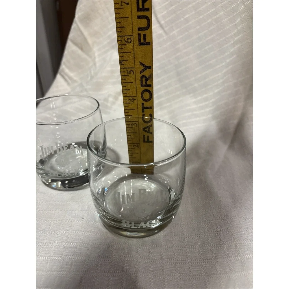 Set of 2 Jim Beam Frosted Logo‎ 8 Oz Lowball Whiskey Glasses